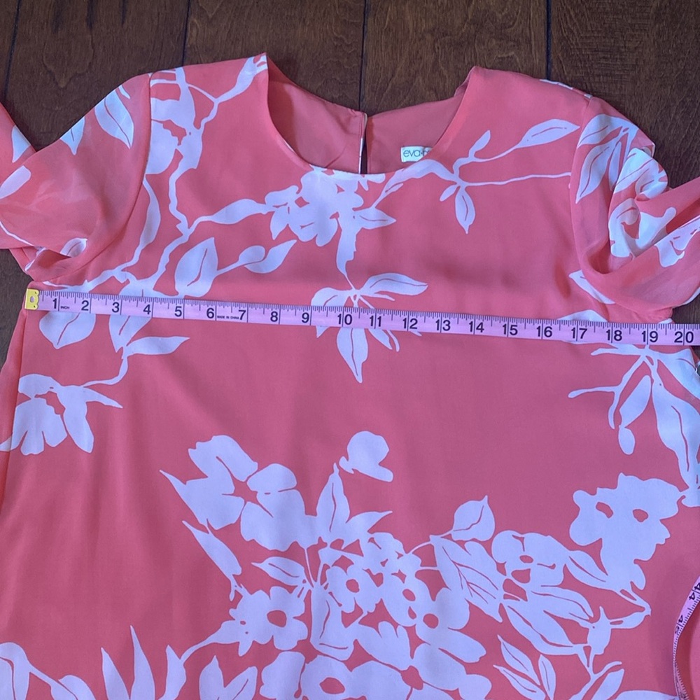 NWT New York & Company Eva Mendes  peach/white floral chiffon dress - Picture 5 of 10